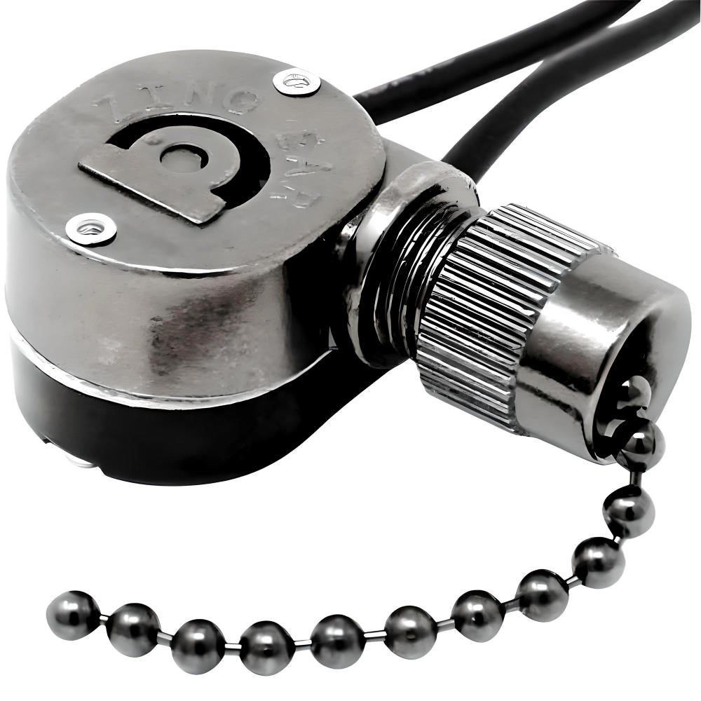 Zing Ear ZE-109M E89885 2 Wire Pull chain Light Switch Replacement - Black Nickel