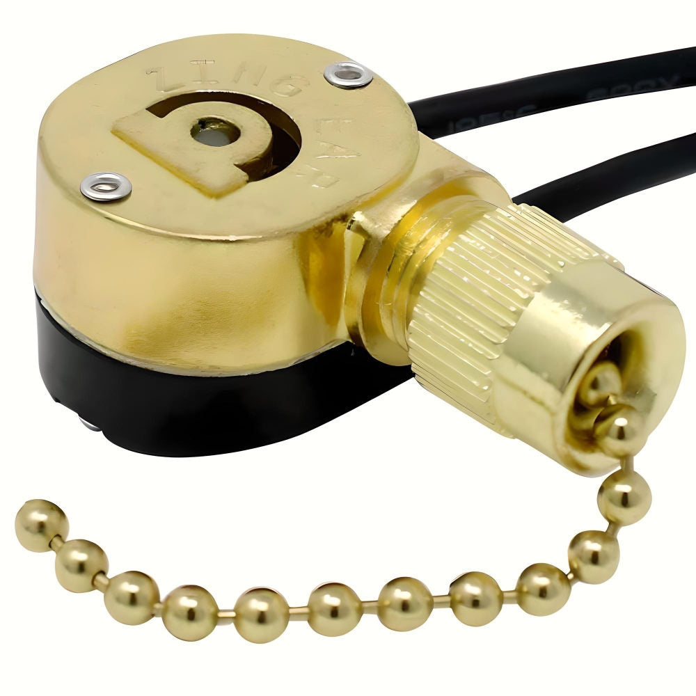 Zing Ear ZE-109M E89885 2 Wire Pull chain Light Switch Replacement - Gold