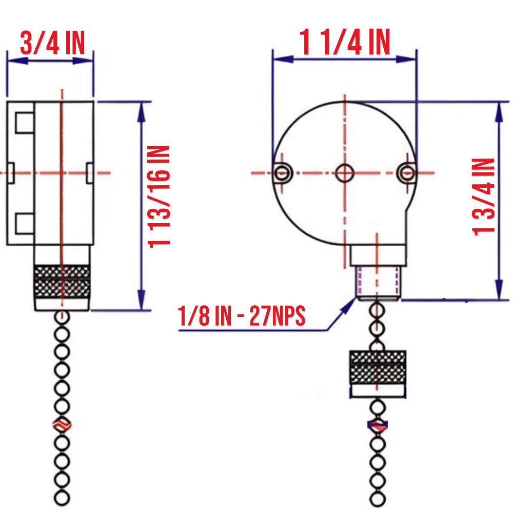 ZE-208S0 Four Position Pull Chain Fan Direction Switch - Bronze Finish